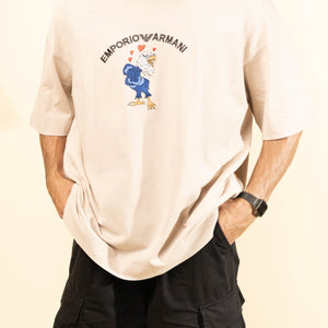 Emporio Armani Solid T-Shirt with New Manga Logo