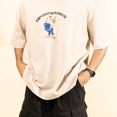 Emporio Armani Solid T-Shirt with New Manga Logo