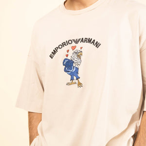 Emporio Armani Solid T-Shirt with New Manga Logo