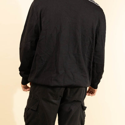 Balmain Paris Band Tape Shoulder Black Sweater