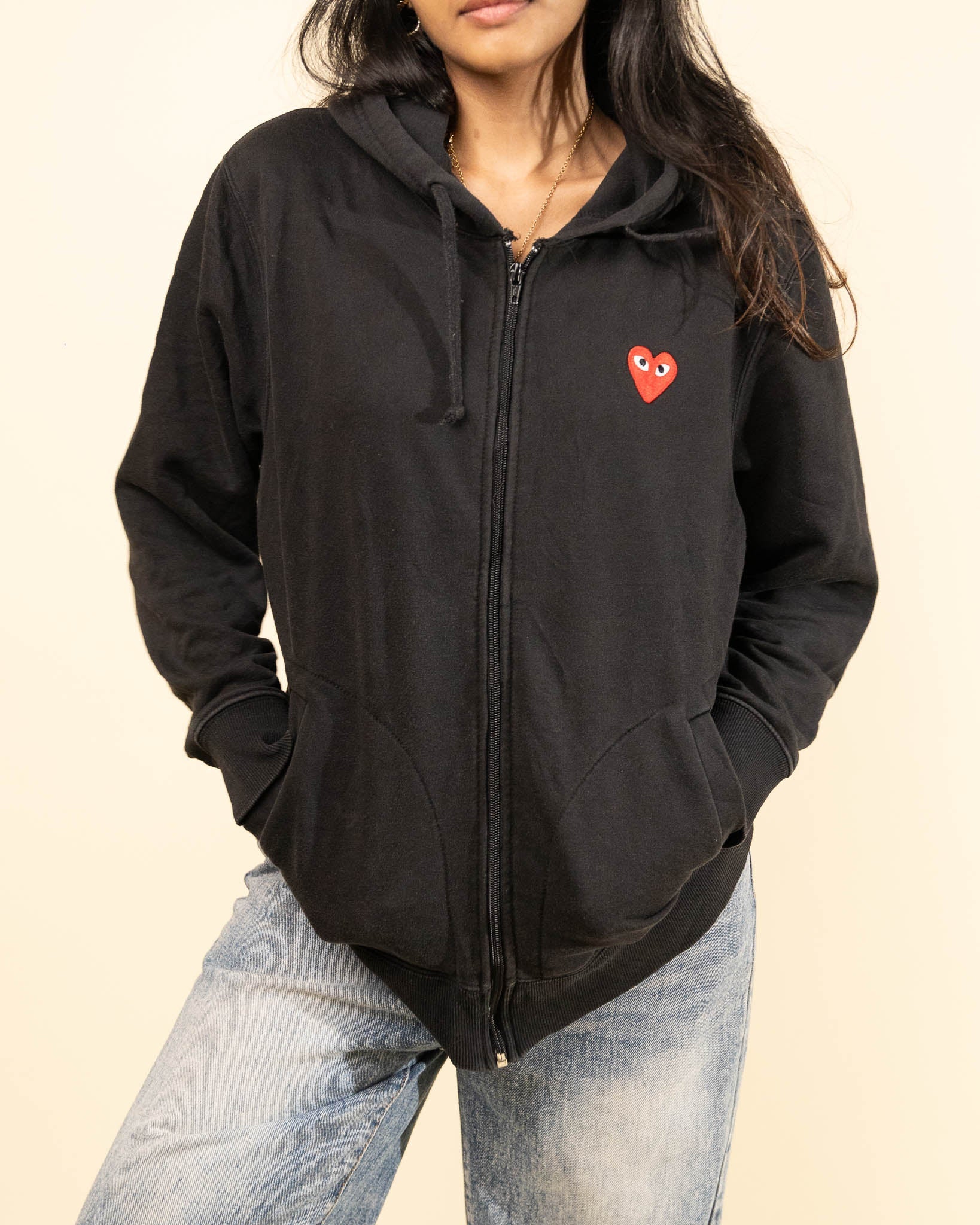 CDG Play Heart Zip-up Hoodie