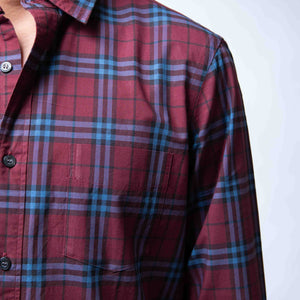 Burberry Alexander Men's Crimson Red/Blue Checked Shirt