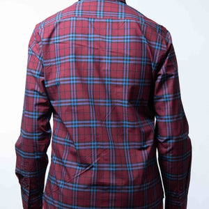 Burberry Alexander Men's Crimson Red/Blue Checked Shirt