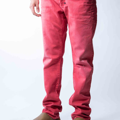 PRPS Demon Distressed Red Slim Straight Jeans