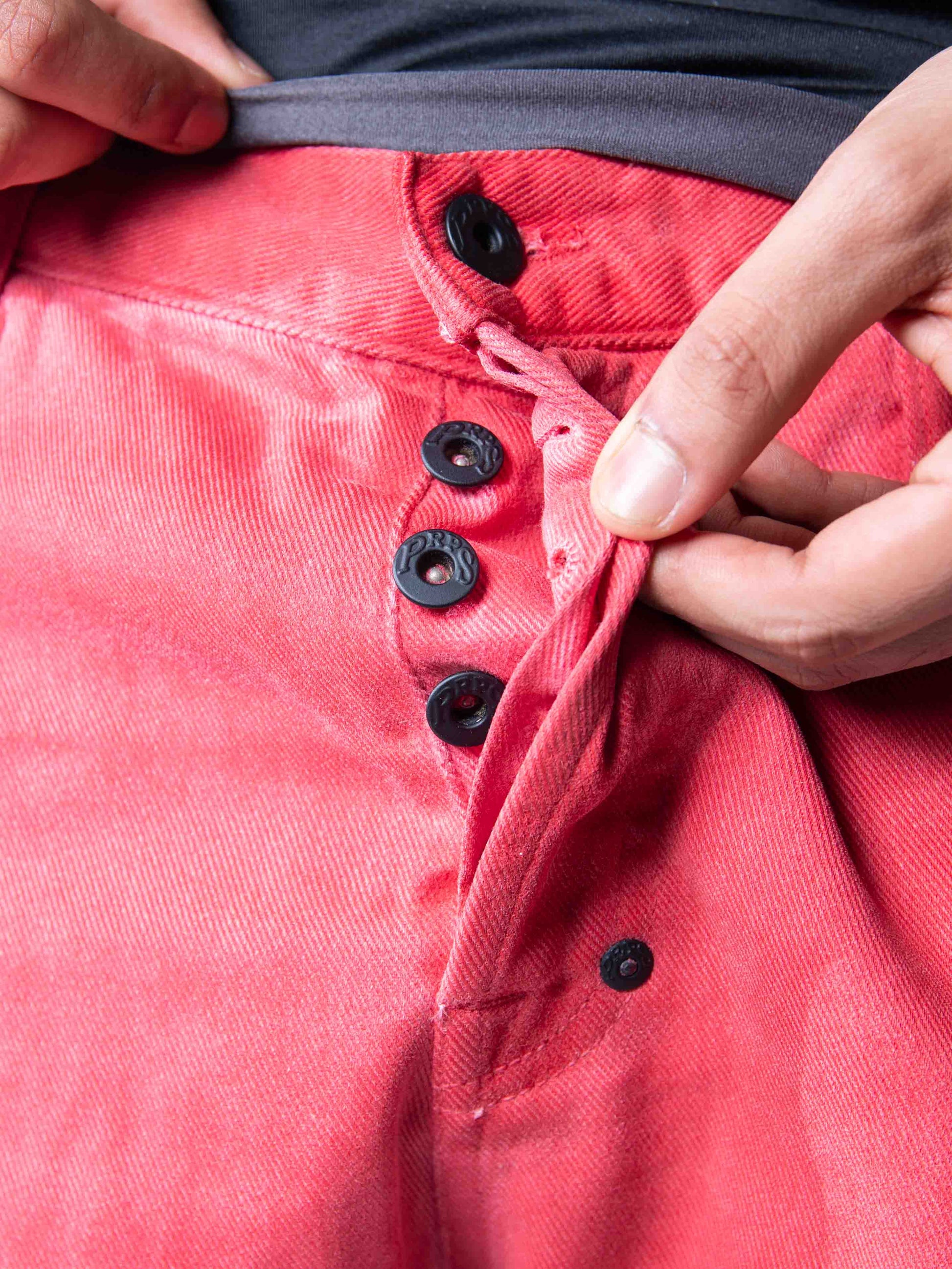 PRPS Demon Distressed Red Slim Straight Jeans