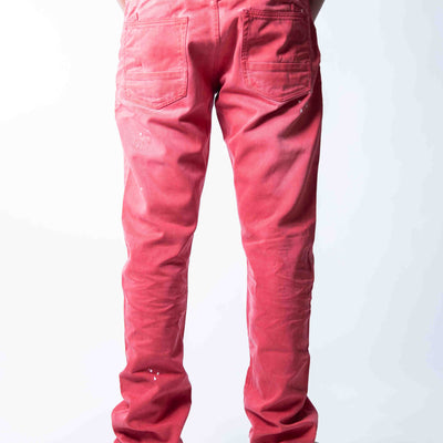 PRPS Demon Distressed Red Slim Straight Jeans