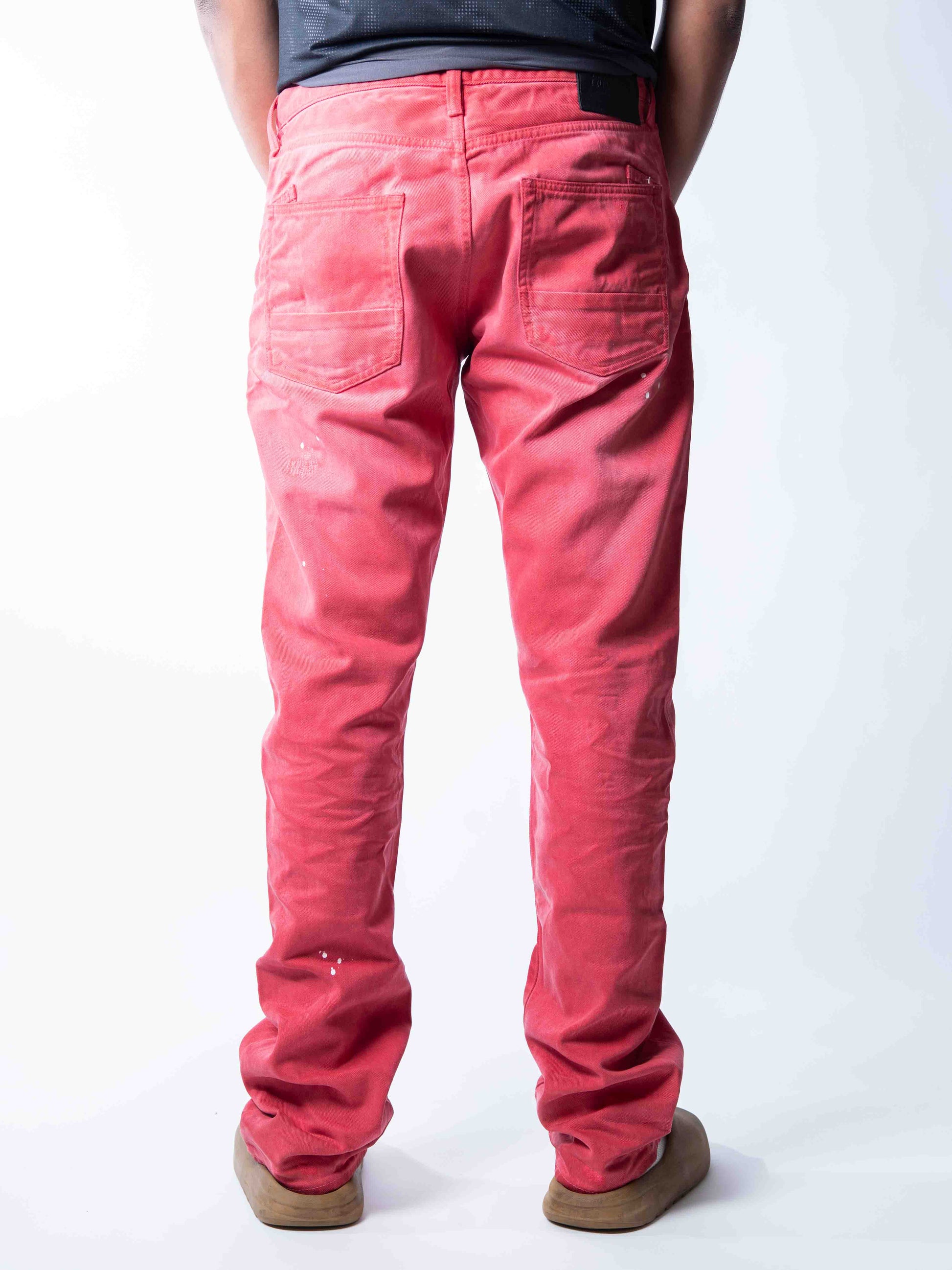 PRPS Demon Distressed Red Slim Straight Jeans