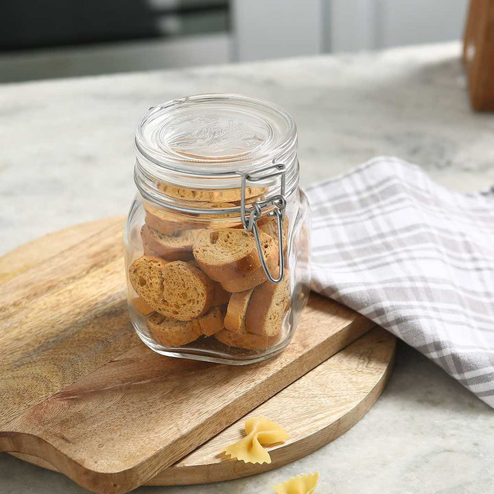 Bormioli Fido 2 Pc Set Glass Jar Container Medium.