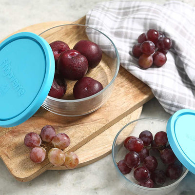 Bormioli Frigoverre 2 Pcs  Round Glass Container.