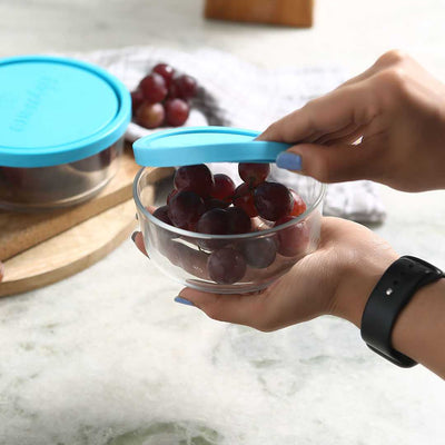 Bormioli Frigoverre 2 Pcs  Round Glass Container.