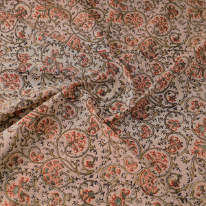 Beige - Pedana Kalamkari Block Printed Cotton Fabric
