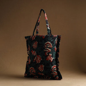 Black - Handcrafted Cotton Frill Jhola Bag 15
