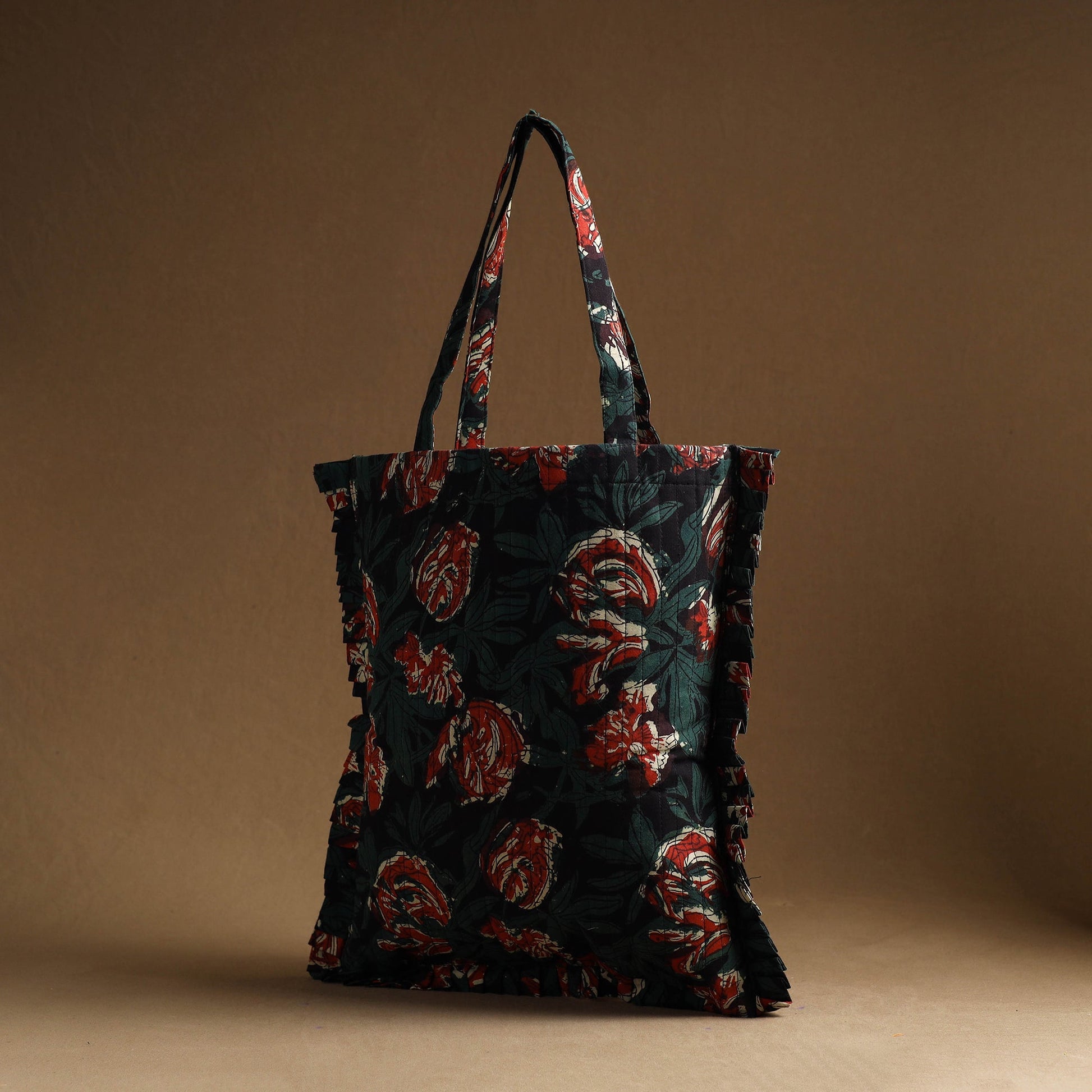Black - Handcrafted Cotton Frill Jhola Bag 15