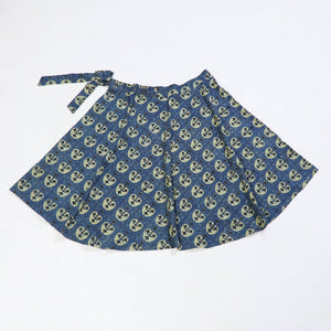 Blue - Block Print Cotton Wrap Around Ajrakh Skirt 15
