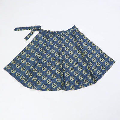 Blue - Block Print Cotton Wrap Around Ajrakh Skirt 15