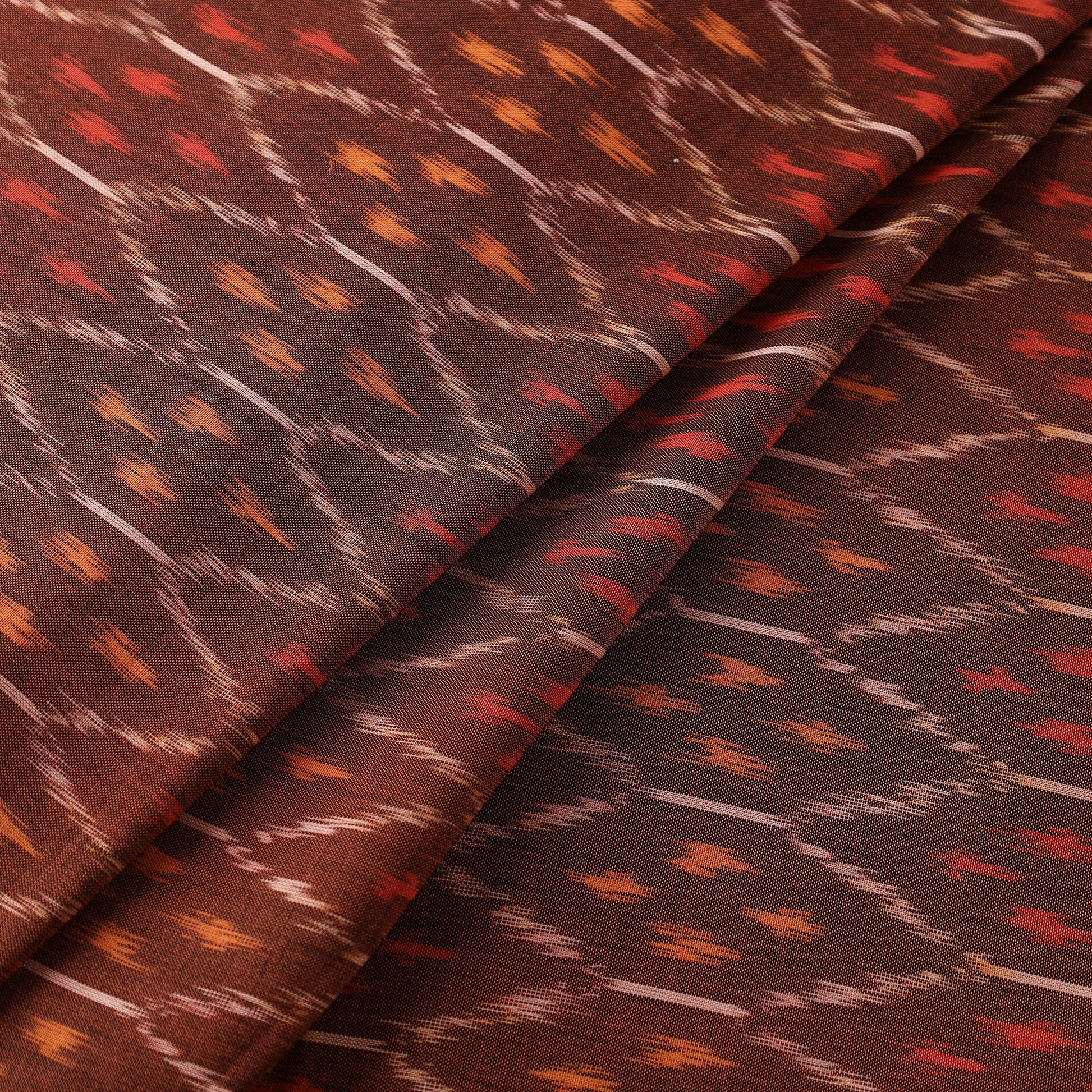 Brown - Mercerised Cotton Pochampally Ikat Fabric 01