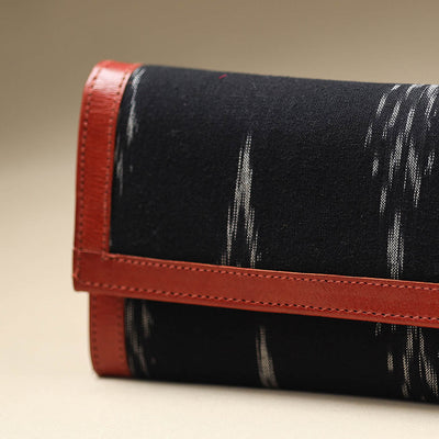 Black - Handcrafted Ikat Weave Leather Wallet