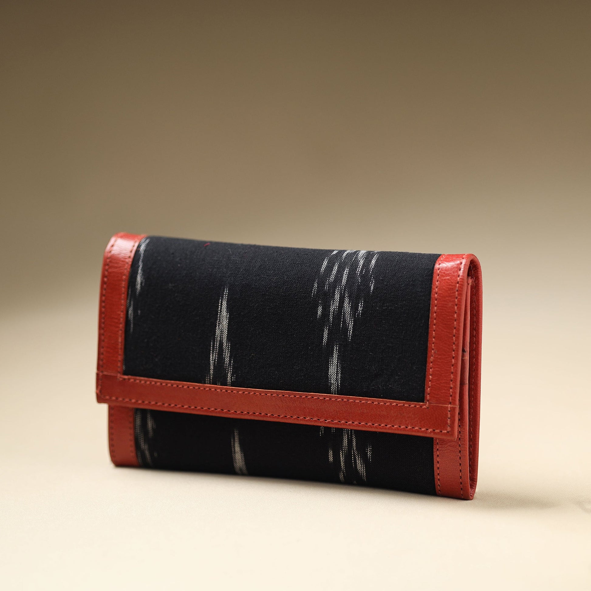 Black - Handcrafted Ikat Weave Leather Wallet