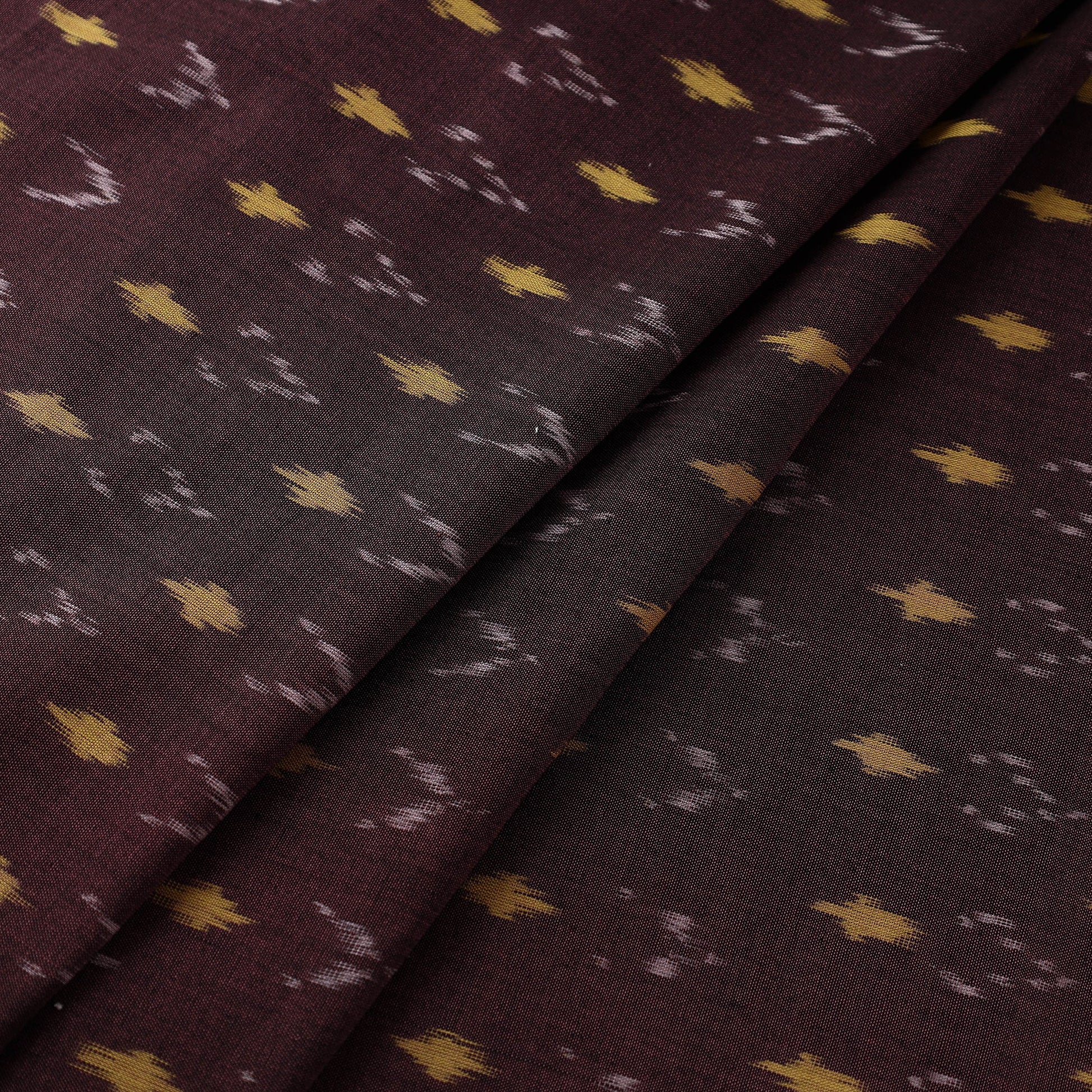 Brown - Mercerised Cotton Pochampally Ikat Fabric 04