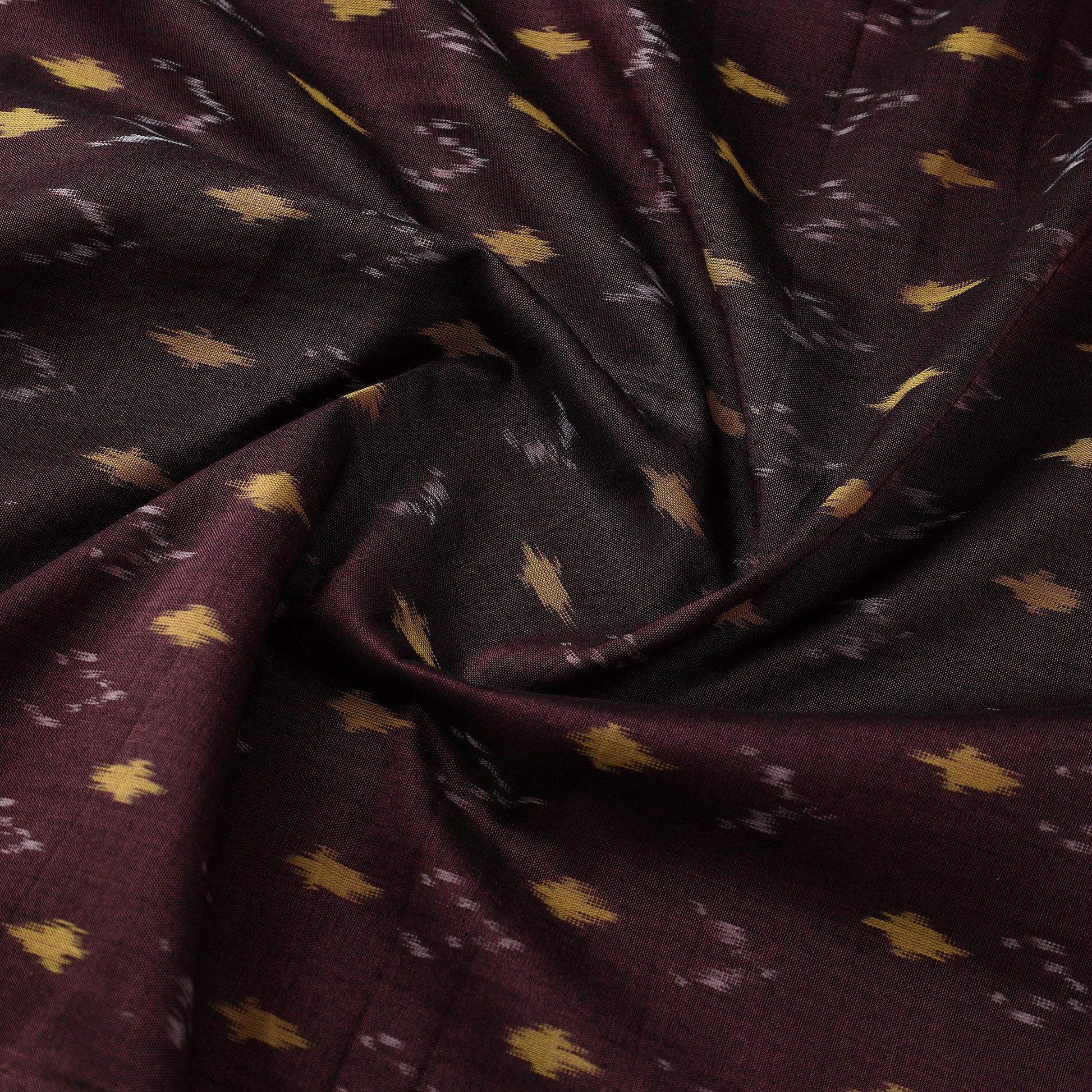 Brown - Mercerised Cotton Pochampally Ikat Fabric 04