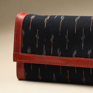 Black - Handcrafted Ikat Weave Leather Wallet