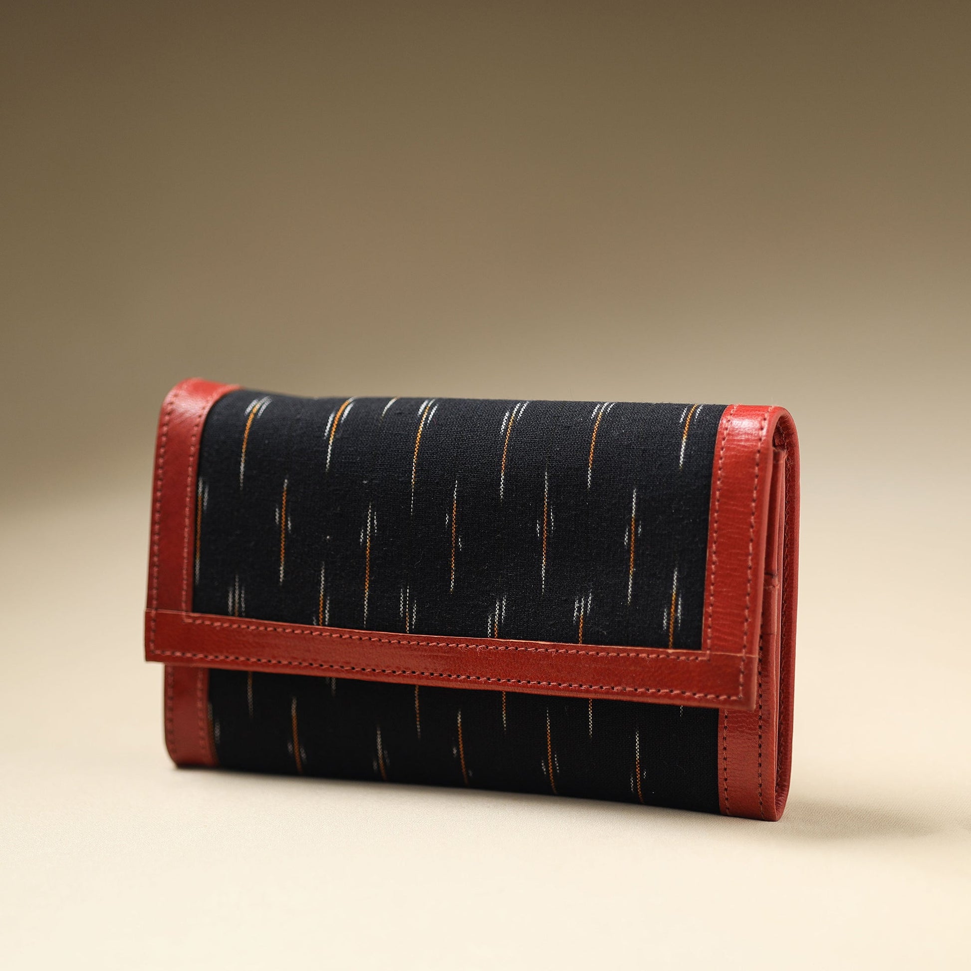 Black - Handcrafted Ikat Weave Leather Wallet