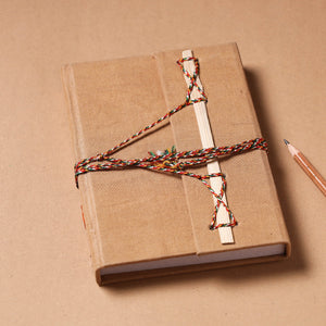 Brown - Fabric Cover Handmade Paper Notebook with Thread Lock