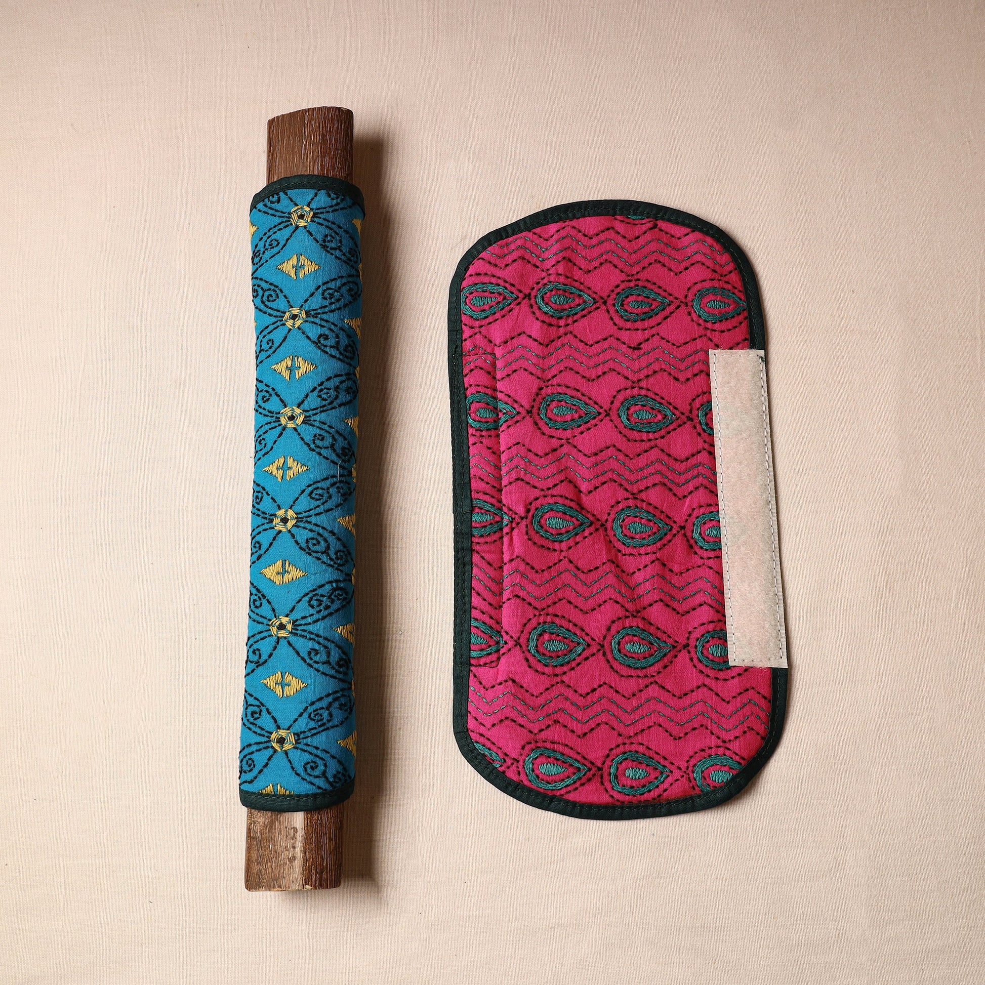Bengal Kantha Work Handmade Fridge Handle Cover (Set of 2) 31