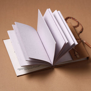 Brown - Fabric Cover Handmade Paper Notebook with Thread Lock