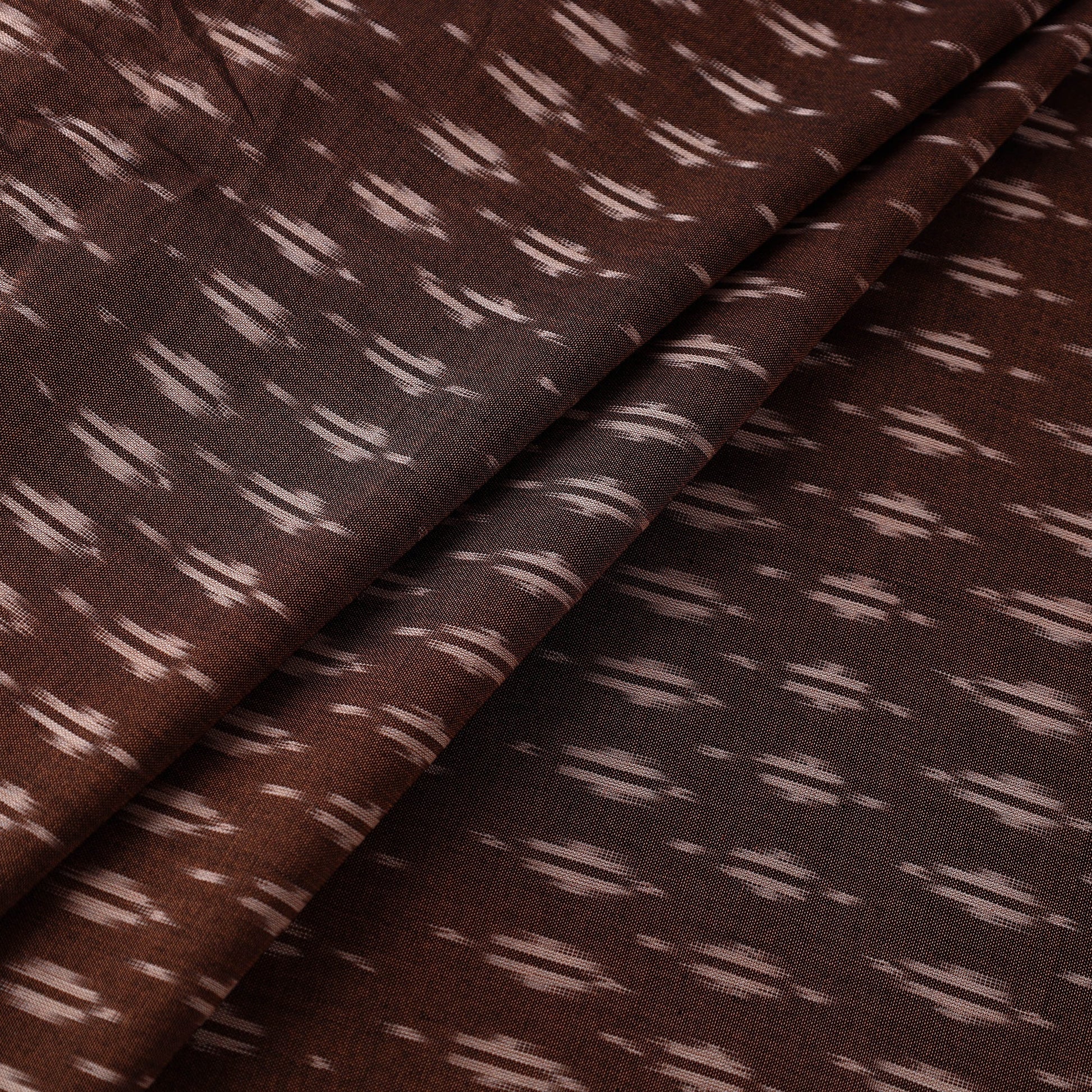 Brown - Mercerised Cotton Pochampally Ikat Fabric 07