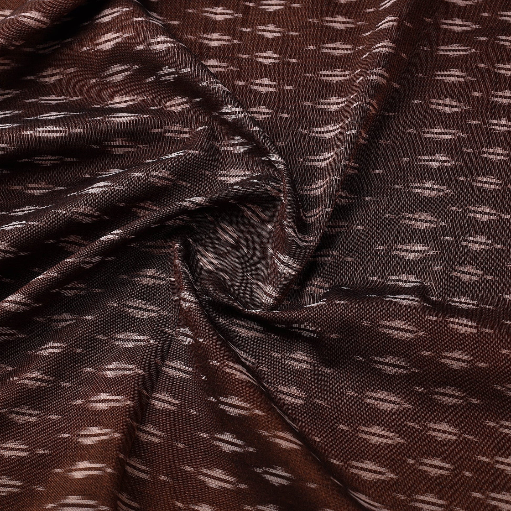 Brown - Mercerised Cotton Pochampally Ikat Fabric 07
