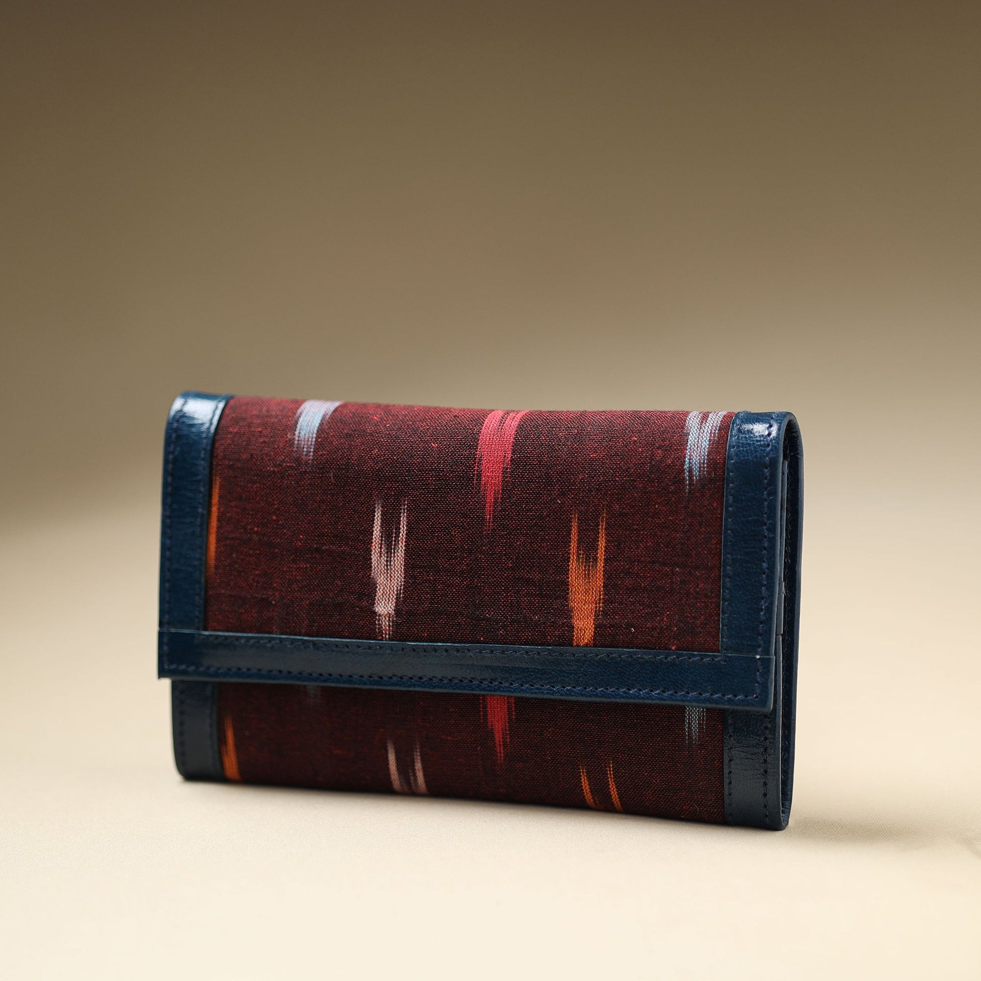 Brown - Handcrafted Ikat Weave Leather Wallet