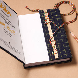 Blue - Fabric Cover Handmade Paper Notebook with Thread Lock
