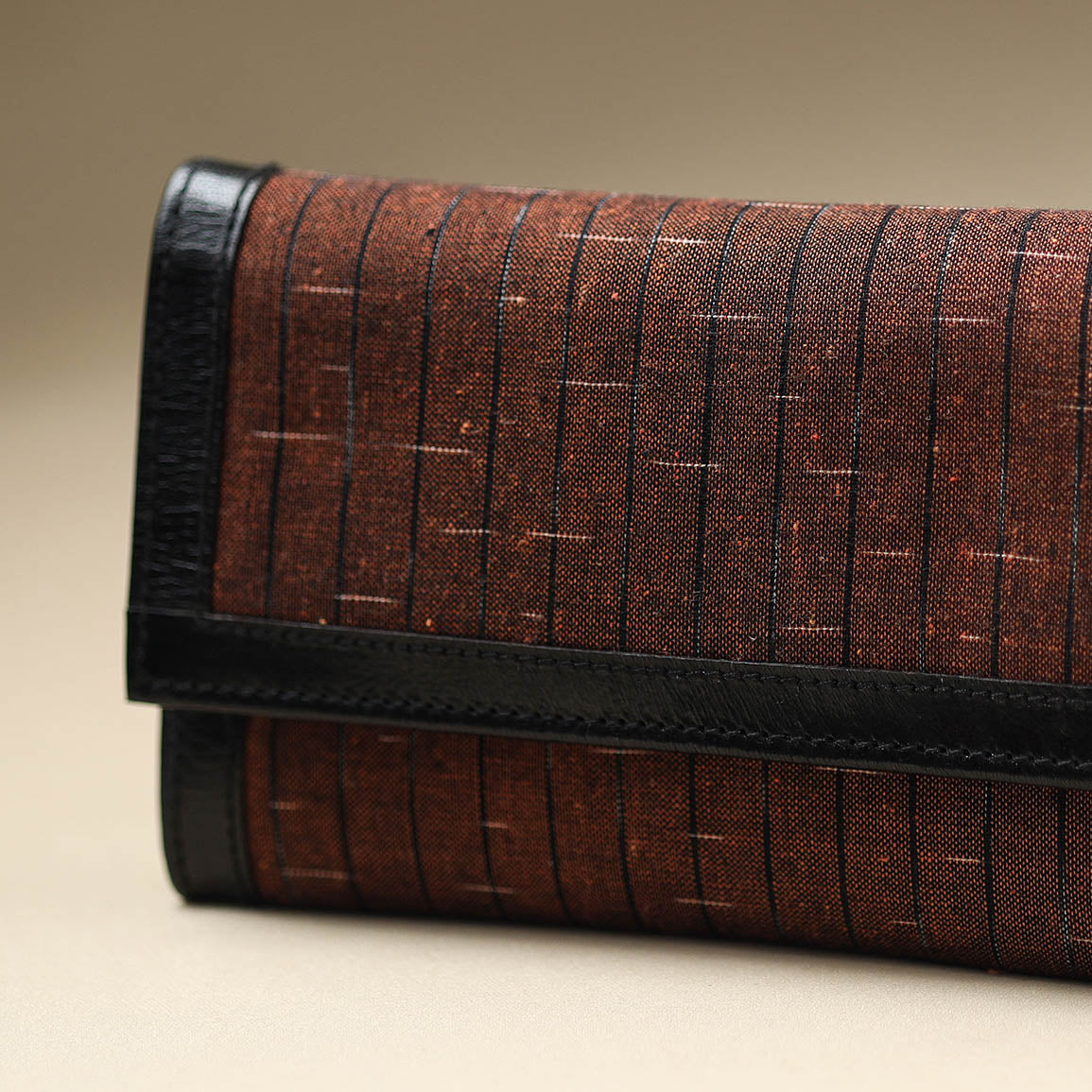 Brown - Handcrafted Ikat Weave Leather Wallet