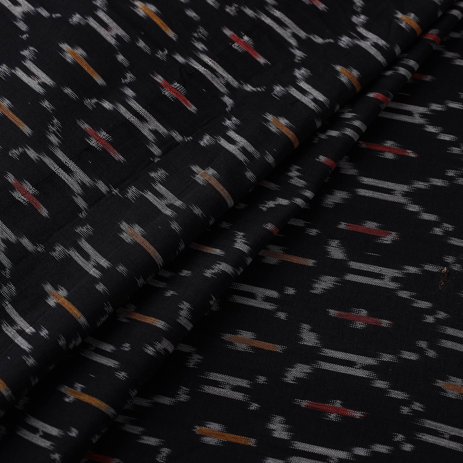 Black - Mercerised Cotton Pochampally Ikat Fabric 09