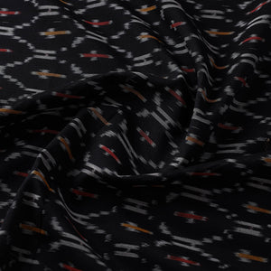 Black - Mercerised Cotton Pochampally Ikat Fabric 09