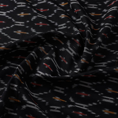 Black - Mercerised Cotton Pochampally Ikat Fabric 09