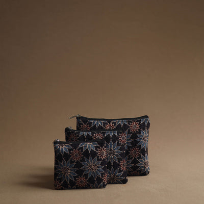 Black - Handmade Cotton Multipurpose Utility Pouches (set of 3) 25
