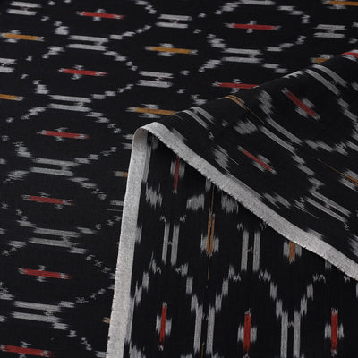 Black - Mercerised Cotton Pochampally Ikat Fabric 09