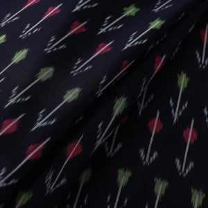 Black - Mercerised Cotton Pochampally Ikat Fabric 10