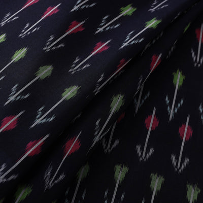 Black - Mercerised Cotton Pochampally Ikat Fabric 10
