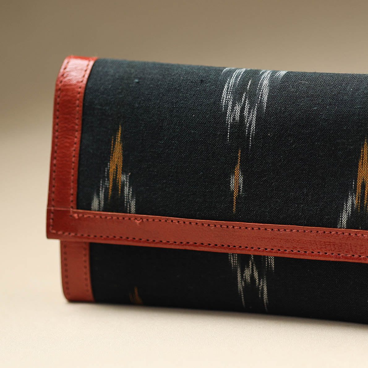 Black - Handcrafted Ikat Weave Leather Wallet