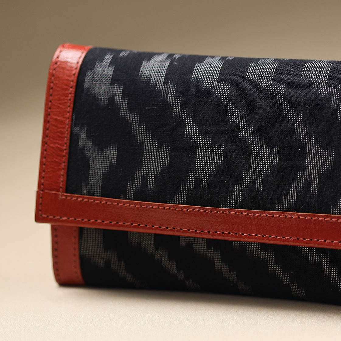 Black - Handcrafted Ikat Weave Leather Wallet