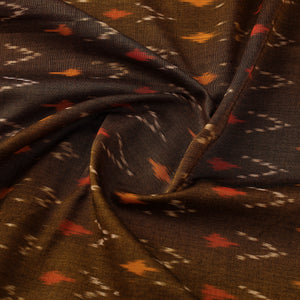 Brown - Mercerised Cotton Pochampally Ikat Fabric 12