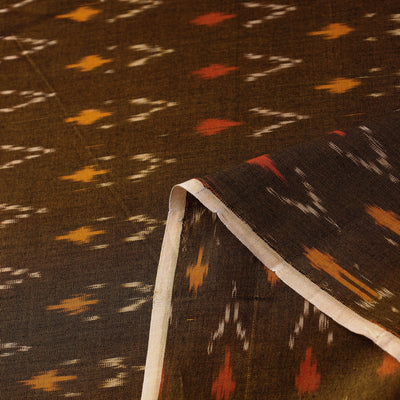 Brown - Mercerised Cotton Pochampally Ikat Fabric 12