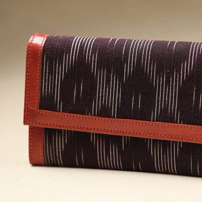 Brown - Handcrafted Ikat Weave Leather Wallet