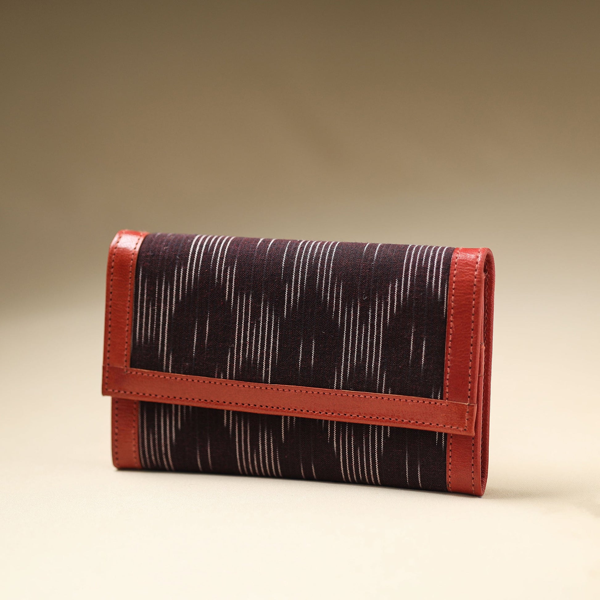Brown - Handcrafted Ikat Weave Leather Wallet