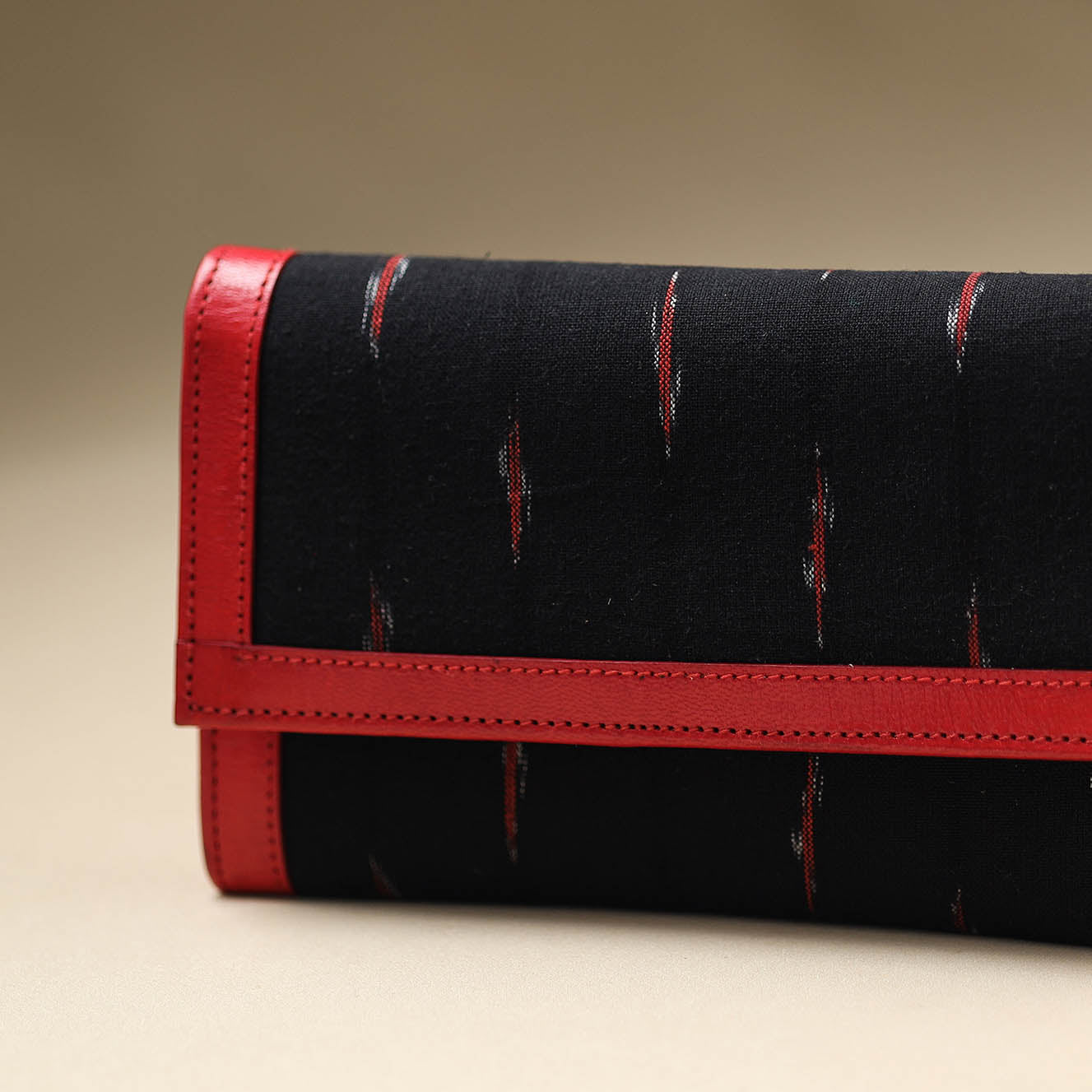 Black - Handcrafted Ikat Weave Leather Wallet