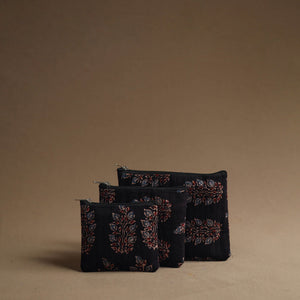 Black - Handmade Cotton Multipurpose Utility Pouches (set of 3) 29
