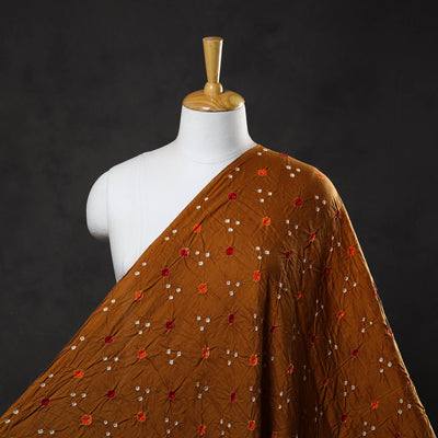 Brown - Kutch Tie & Dye Mul Cotton Bandhani Fabric 17